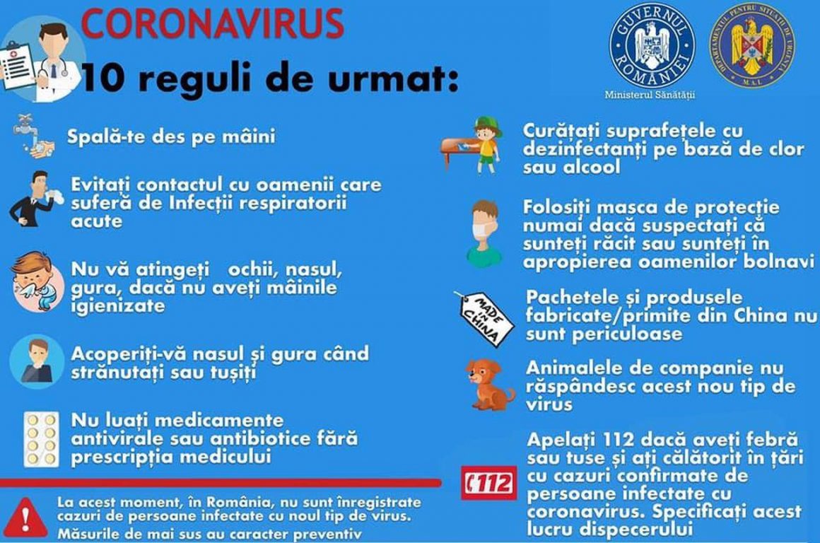Noul coronavirus: 10 elemente comportamentale care trebuiesc urmate
