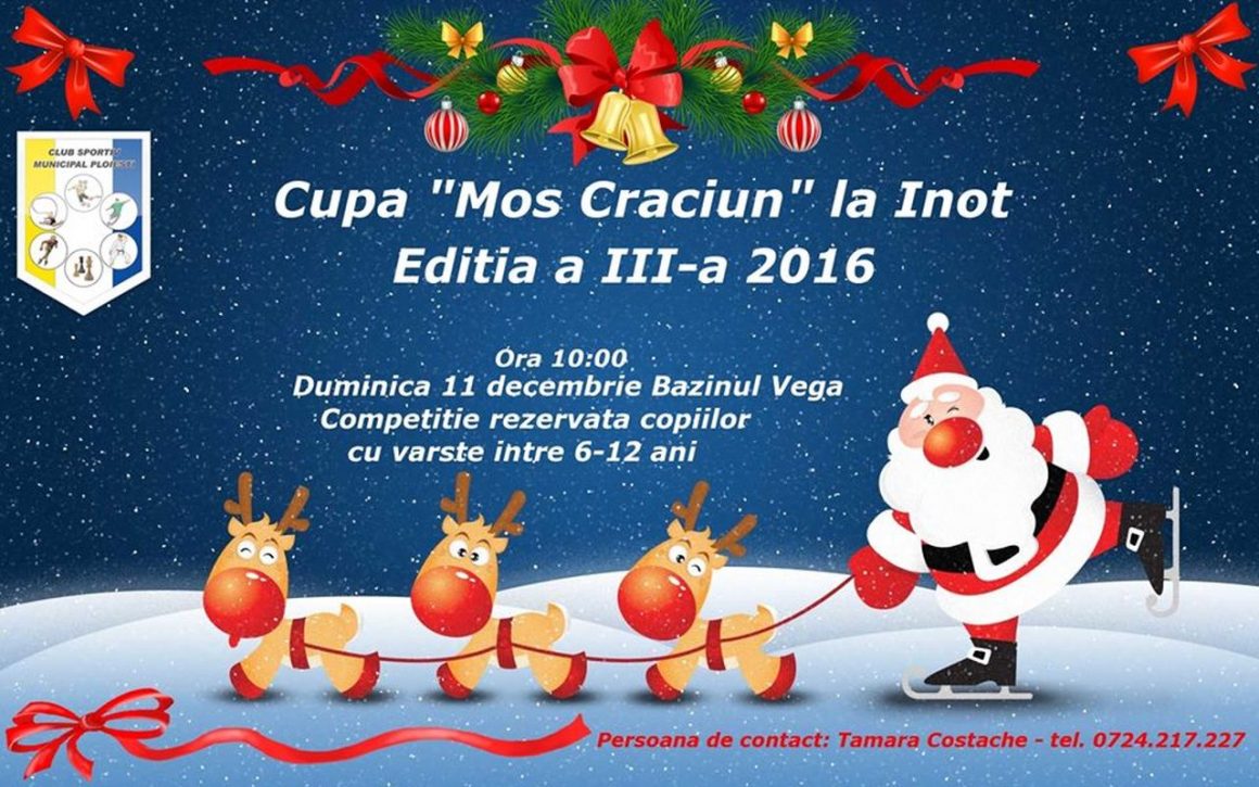 Duminică, 11 decembrie, Cupa „Moş Crăciun” la înot – Ediţia a III-a!