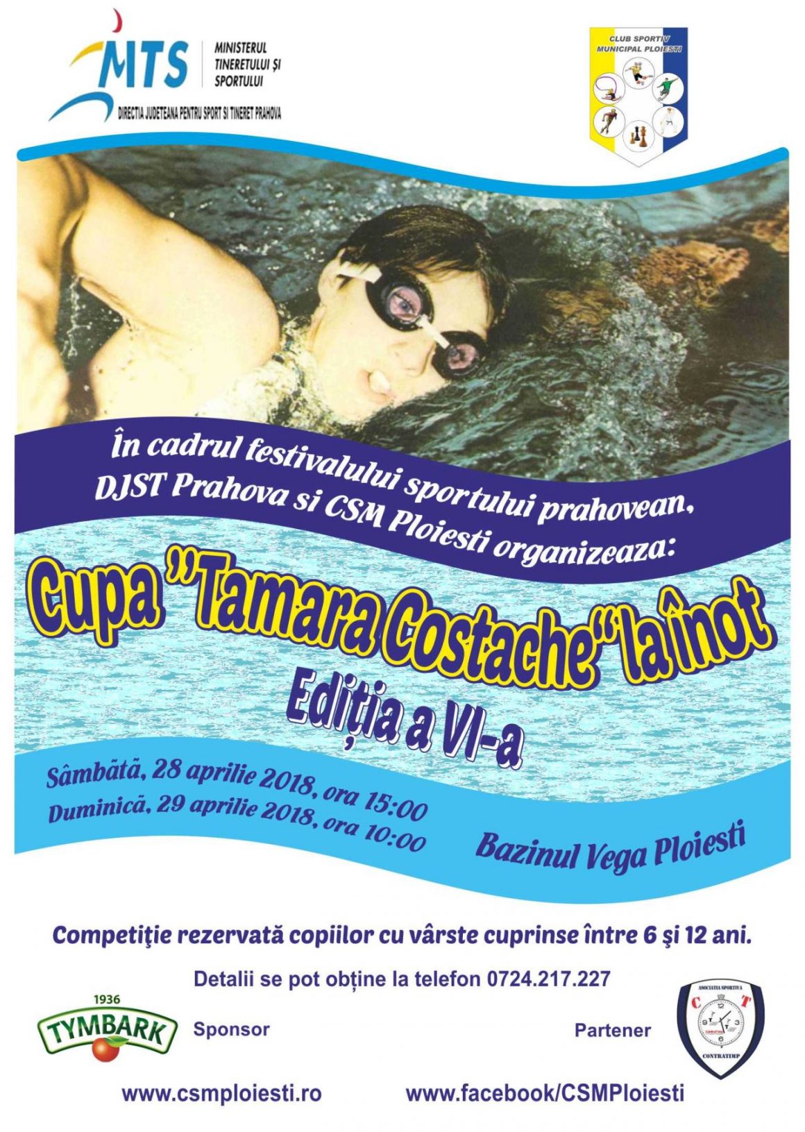 Astăzi şi mâine, la Bazinul „Vega”, Cupa „Tamara Costache” la înot – Ediţia a VI-a!